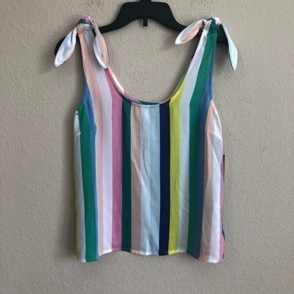 SO Striped Tank Top With Knot Shoulder Details NWT
